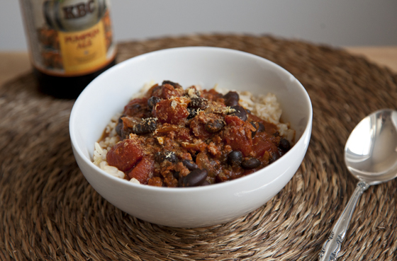 Easy Black Bean Chili with Soy Chorizo