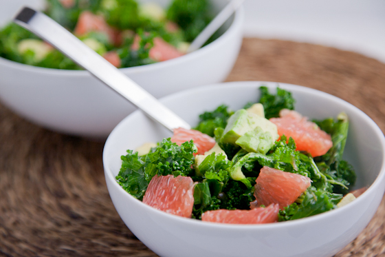 Kale, Avocado & Grapefruit Salad with Ginger Dressing | picklesnhoney.com #kale #salad #recipe