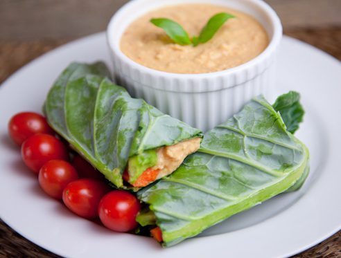 Red Pepper Hummus Wraps