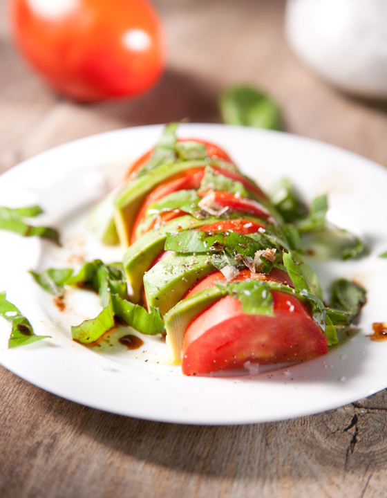 Simple Tomato Avocado Basil Salad