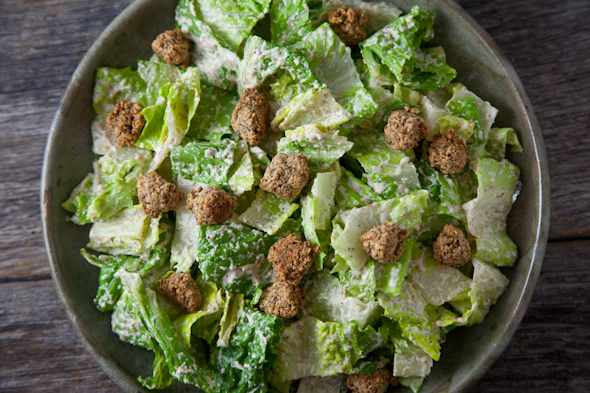 Oh She Glows Chakra Caesar Salad (Vegan & GF) + Cookbook Giveaway!  // picklesnhoney.com