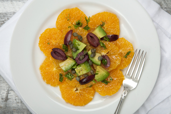 Orange Avocado Salad with Olives, Capers & Parsley | picklesnhoney.com