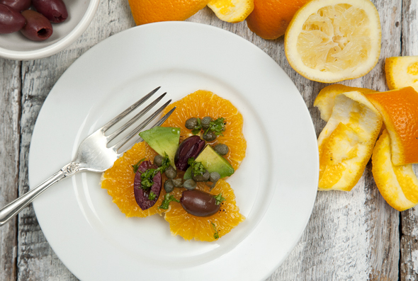 Orange Avocado Salad with Olives, Capers & Parsley | picklesnhoney.com