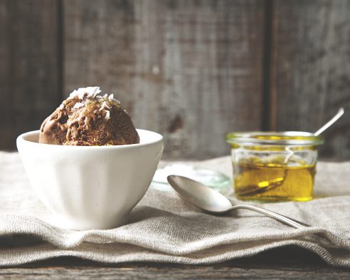 Vegan Salted Dark Chocolate Olive Oil Ice Cream! Extra rich, creamy, and decadent. | picklesnhoney.com #chocolate #oliveoil #icecream #dessert #recipe #vegan #glutenfree #nondairy