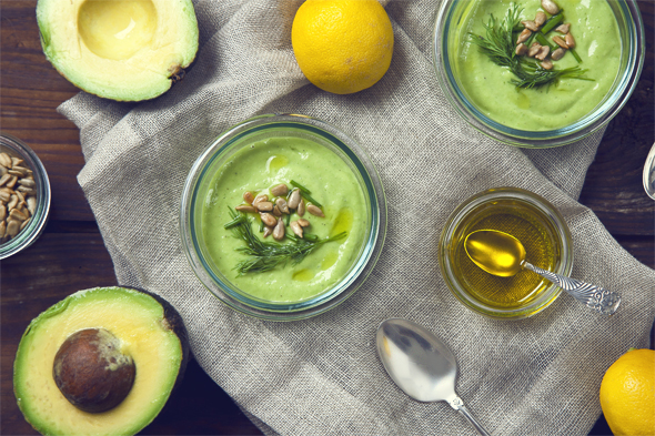 cold cucumber avocado soup with fresh dill, chives & roasted sunflower seeds (vegan, gluten-free) | picklesnhoney.com