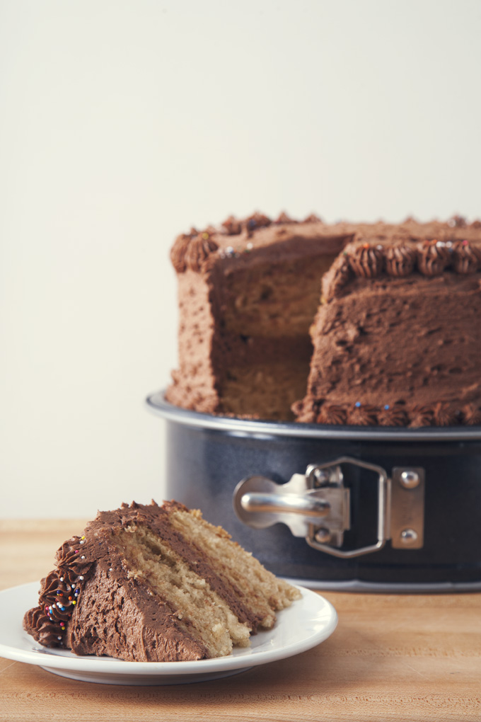 Easy 2-Layer Vanilla Birthday Cake (Vegan) | picklesnhoney.com