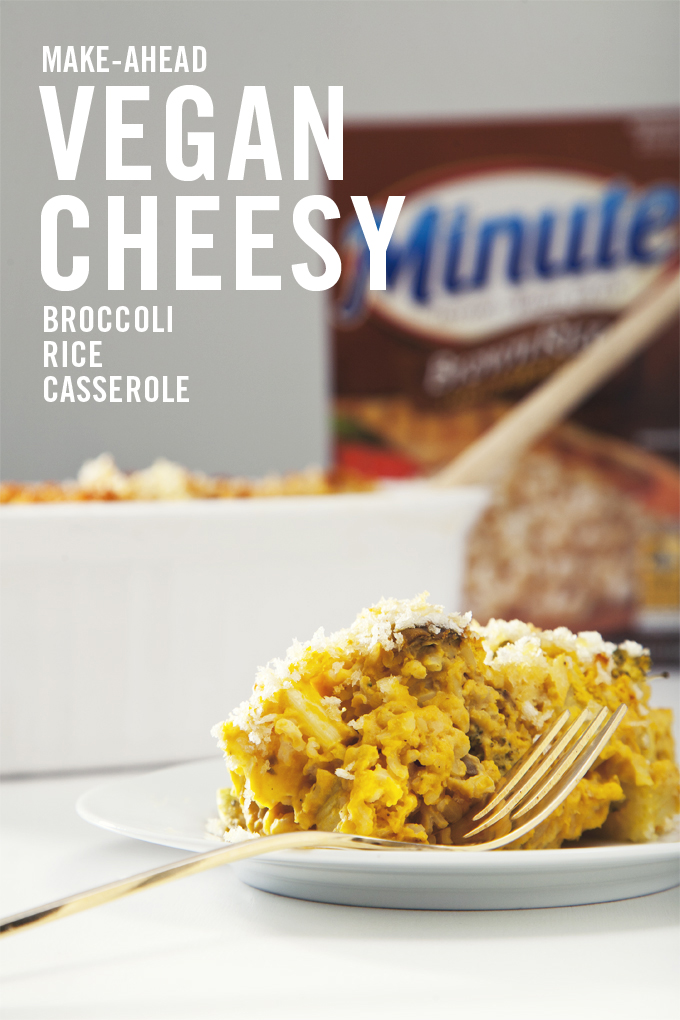 Make-Ahead Broccoli Cheese and Rice Casserole (Vegan, Gluten-Free Option) | picklesnhoney.com
