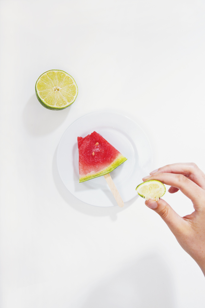 The Easiest Sliced Watermelon Margarita Popsicles | picklesnhoney.com #vegan #glutenfree