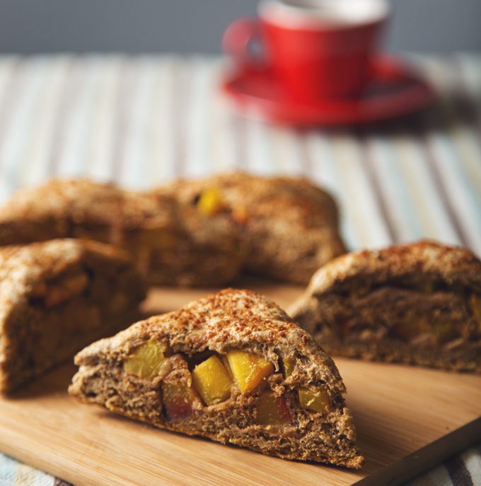 Whole Grain Lavender Peach-Stuffed Scones | picklesnhoney.com #vegan