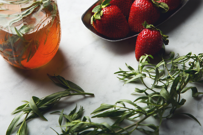 Strawberry Tarragon Shrub Sodas | picklesnhoney.com #recipe #soda #cocktail #drink