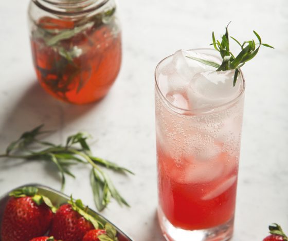 Strawberry Tarragon Shrub Sodas | picklesnhoney.com #recipe #soda #cocktail #drink