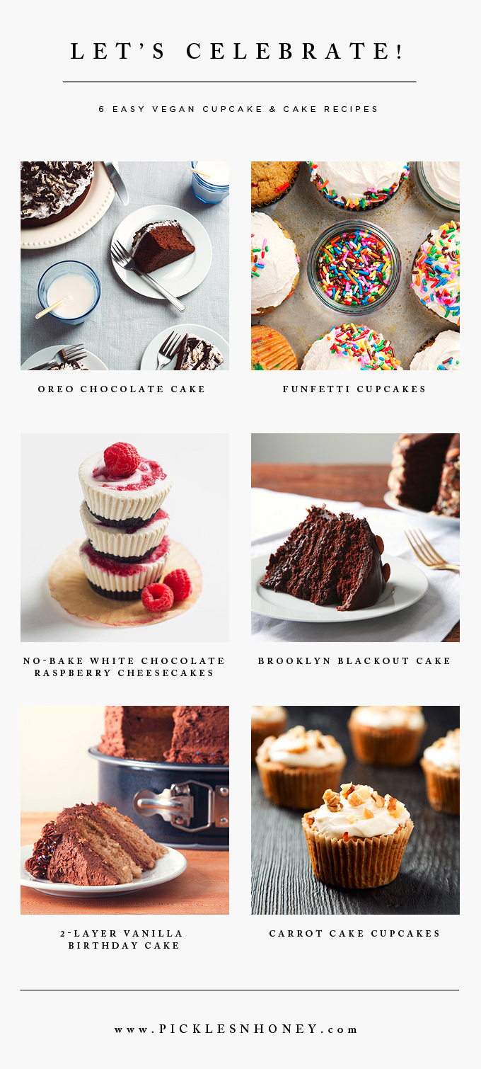 6 Easy Vegan Cupcake and Cake Recipes | picklesnhoney.com #vegan #cake #cupcakes