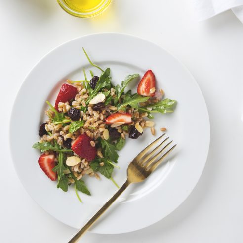 Arugula, Almond & Farro Salad | picklesnhoney.com #vegan #salad #farro #recipe