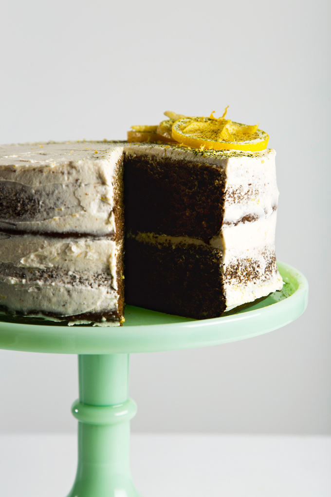 Matcha Cake with Lemon Buttercream | picklesnhoney.com #matcha #cake #recipe #eggfree #dairyfree