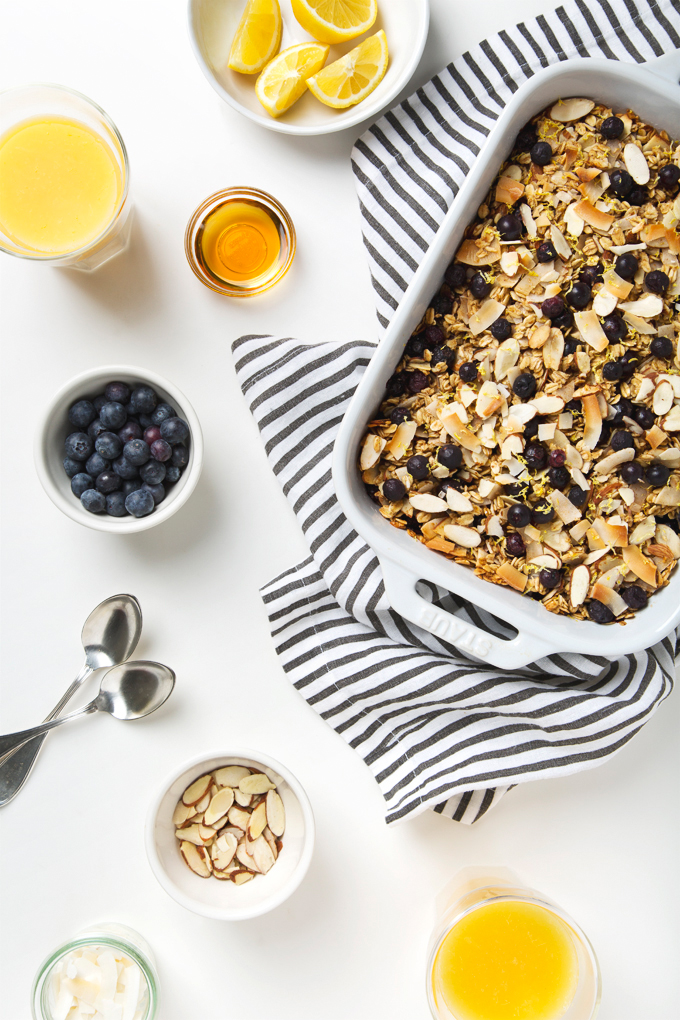 Coconut, Lemon & Blueberry Baked Oatmeal | picklesnhoney.com #vegan #glutenfree #oatmeal #breakfast #recipe