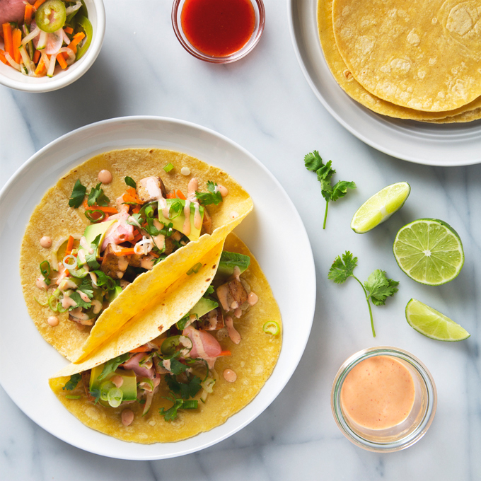 Tofu Banh Mi Tacos | picklesnhoney.com #recipe #tofu #banhmi #tacos