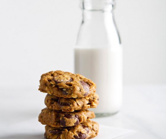 Pumpkin Oatmeal Chocolate Chip Cookies | picklesnhoney.com #pumpkin #vegan #cookies #recipe #dessert #fall