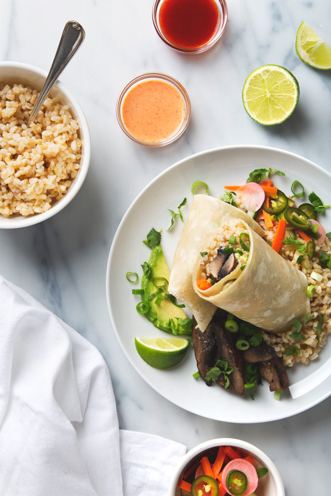 Mushroom Banh Mi Burritos | picklesnhoney.com #vegan #banhmi #burrito #lunch #dinner #recipe #mushroom