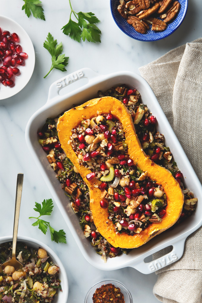 Stuffed Butternut Squash with Quinoa Salad (Vegan & GF)