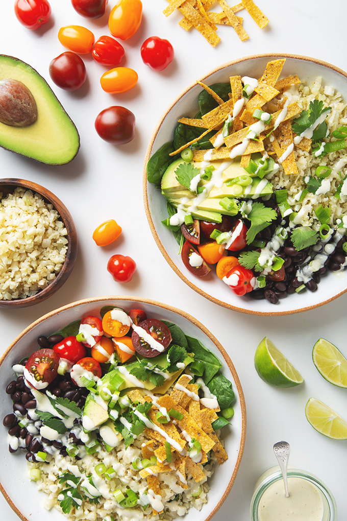 30 Minute Cauliflower Rice Burrito Bowl (Vegan & Gluten-Free)