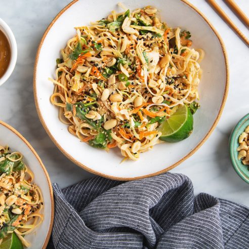 Better-Than-Takeout Thai Noodle Salad with Peanut Dressing | picklesnhoney.com #vegan #thai #noodles #salad #recipe #lunch #dinner