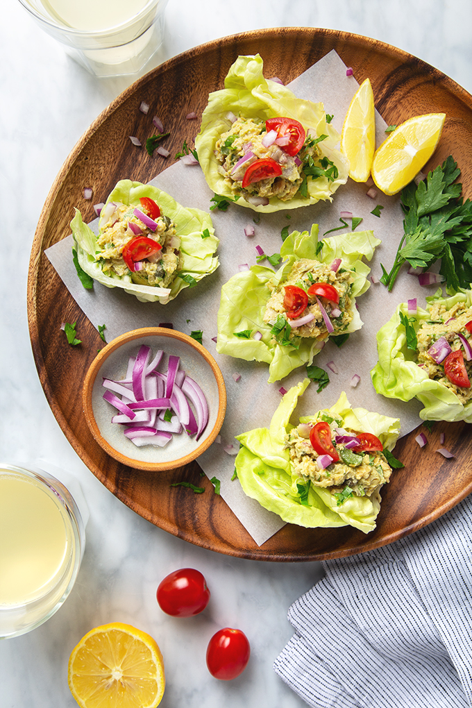 10-Minute Chickpea Salad Lettuce Wraps | picklesnhoney.com #chickpea #salad #lettuce #wrap #vegan #recipe #lunch #appetizer