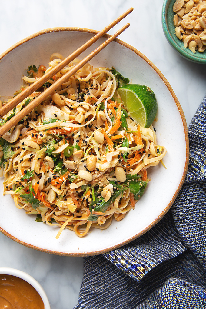 Better-Than-Takeout Thai Noodle Salad with Peanut Dressing | picklesnhoney.com #vegan #thai #noodles #salad #recipe #lunch #dinner