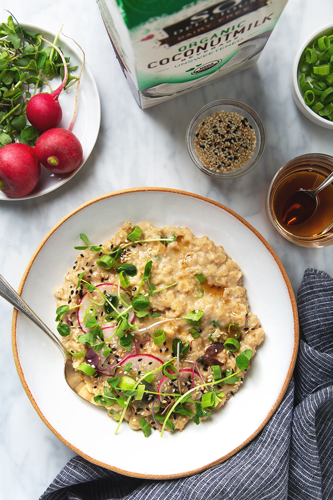 15-Minute Savory Sesame Miso Oats! (Vegan & Gluten-Free) | picklesnhoney.com #lunch #dinner #savory #oatmeal #recipe