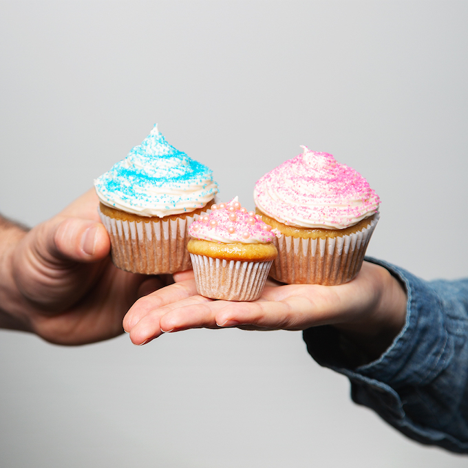 Surprise! We're having a baby girl! | picklesnhoney.com #pregnancy #announcement #baby #girl #vegan #cupcakes #recipe