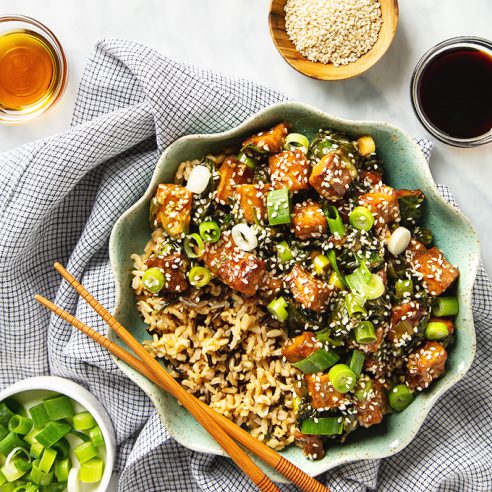 Better-Than-Takeout Crispy Sesame Tofu with Wild Rice (Vegan + Gluten-Free!) | picklesnhoney.com #sesame #tofu #rice #lunch #dinner #main #recipe #vegan #glutenfree