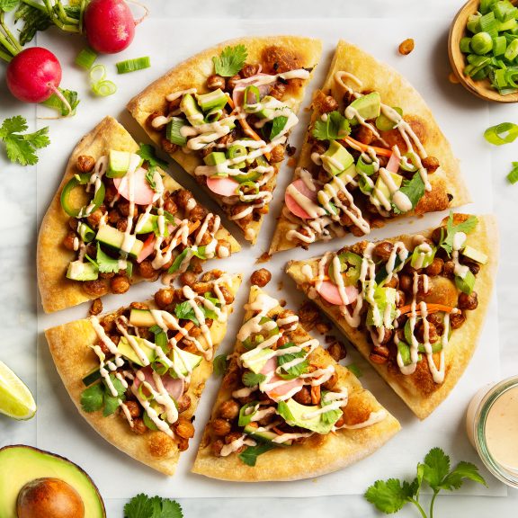 Crispy Chickpea Banh Mi Pizza with Quick Homemade Pickles
